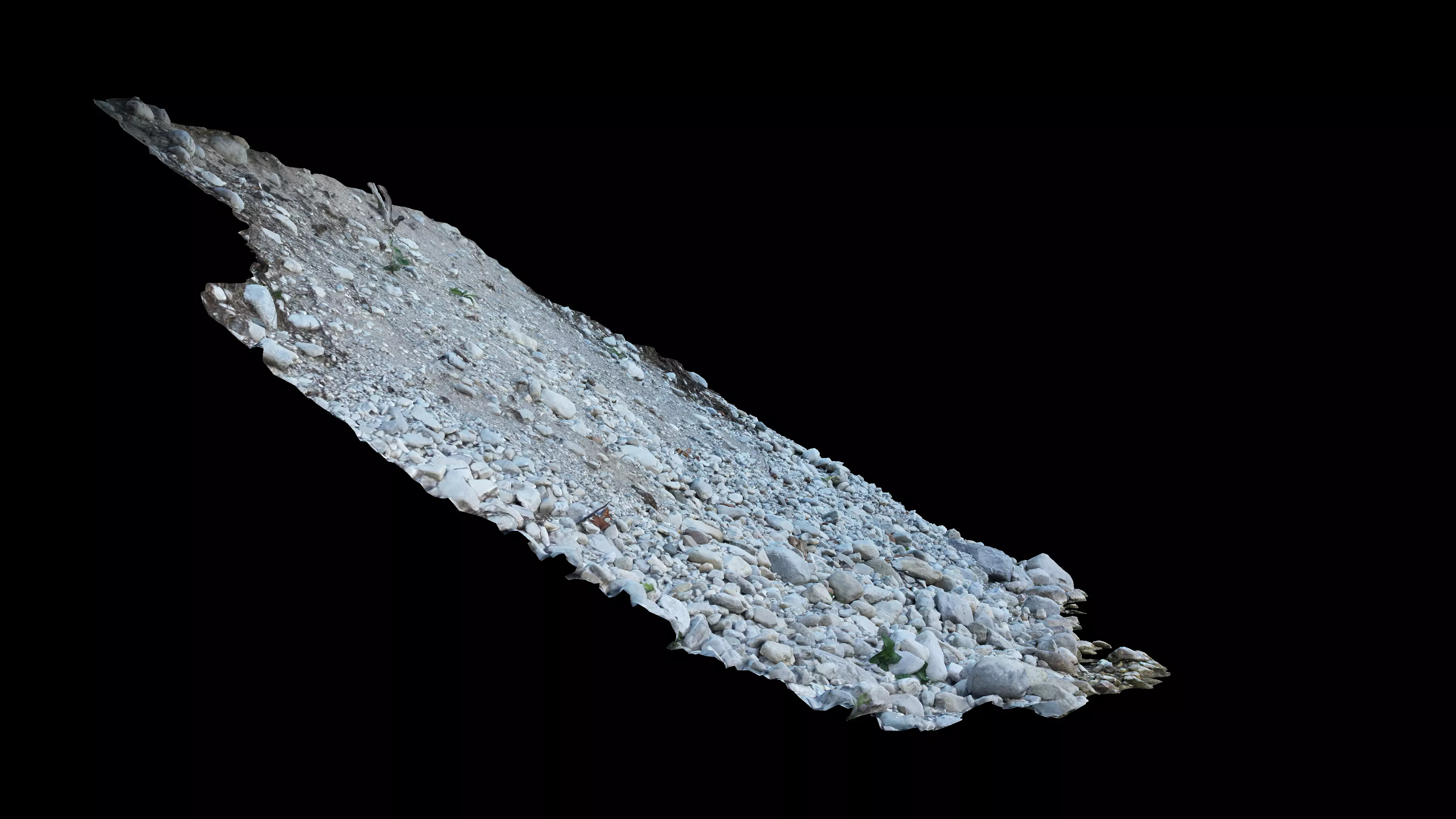 Alpine river steep gravel embankment Low-poly 3D model_14