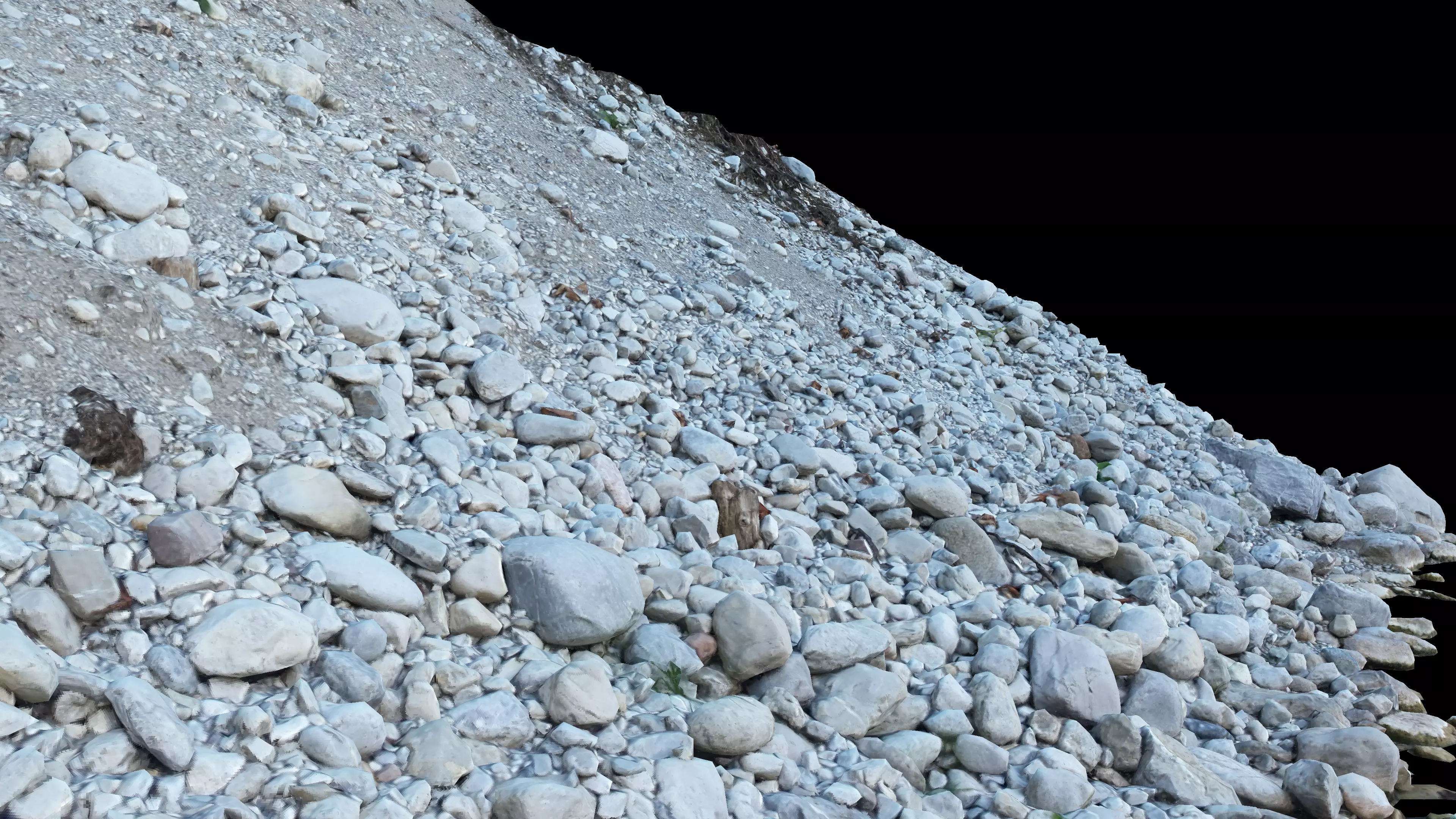 Alpine river steep gravel embankment Low-poly 3D model_11