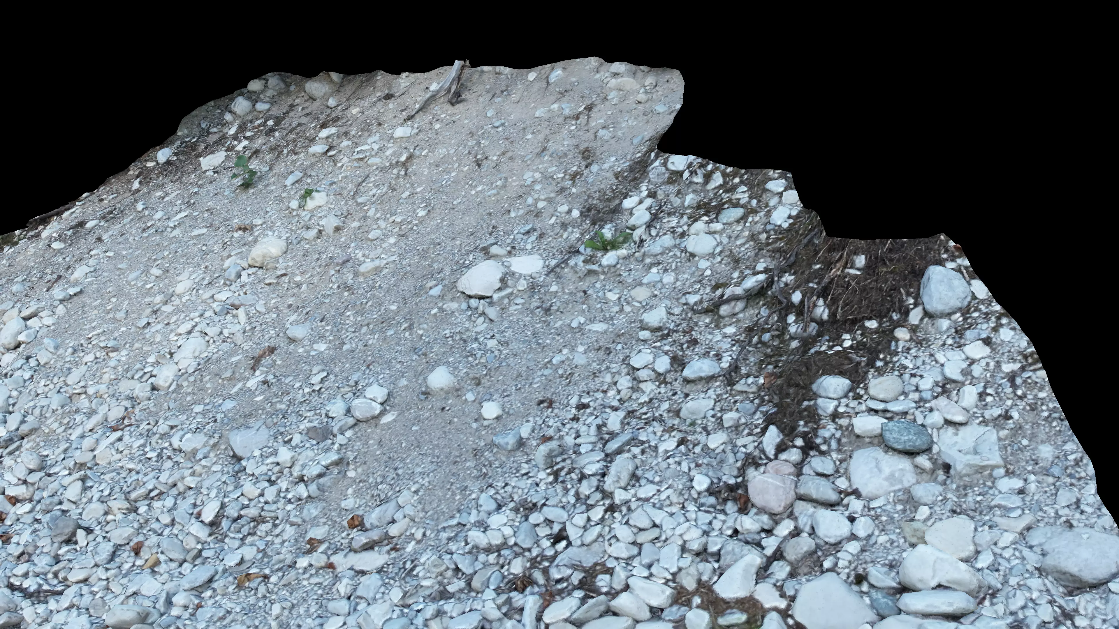 Alpine river steep gravel embankment Low-poly 3D model_13