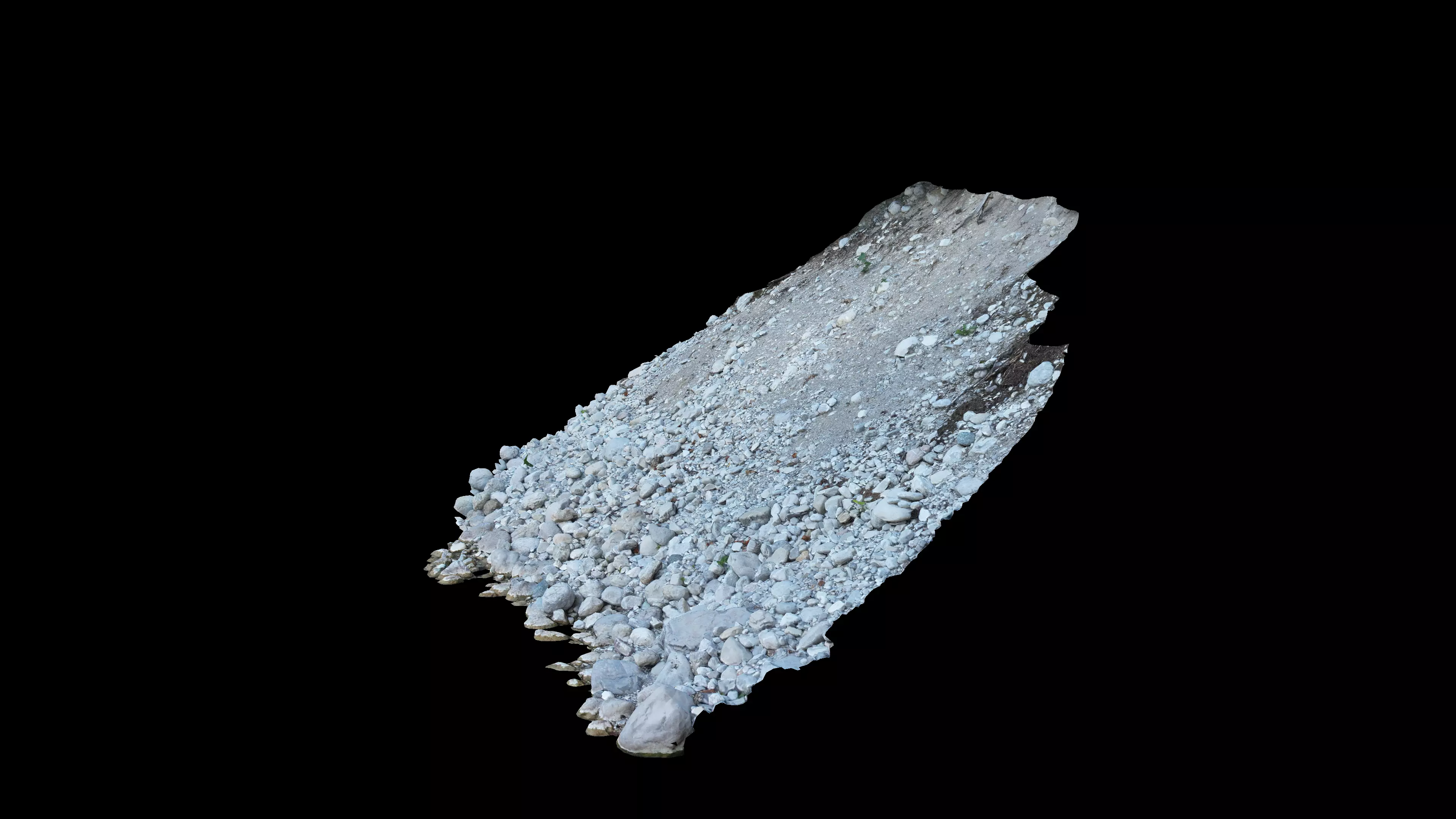 Alpine river steep gravel embankment Low-poly 3D model_5