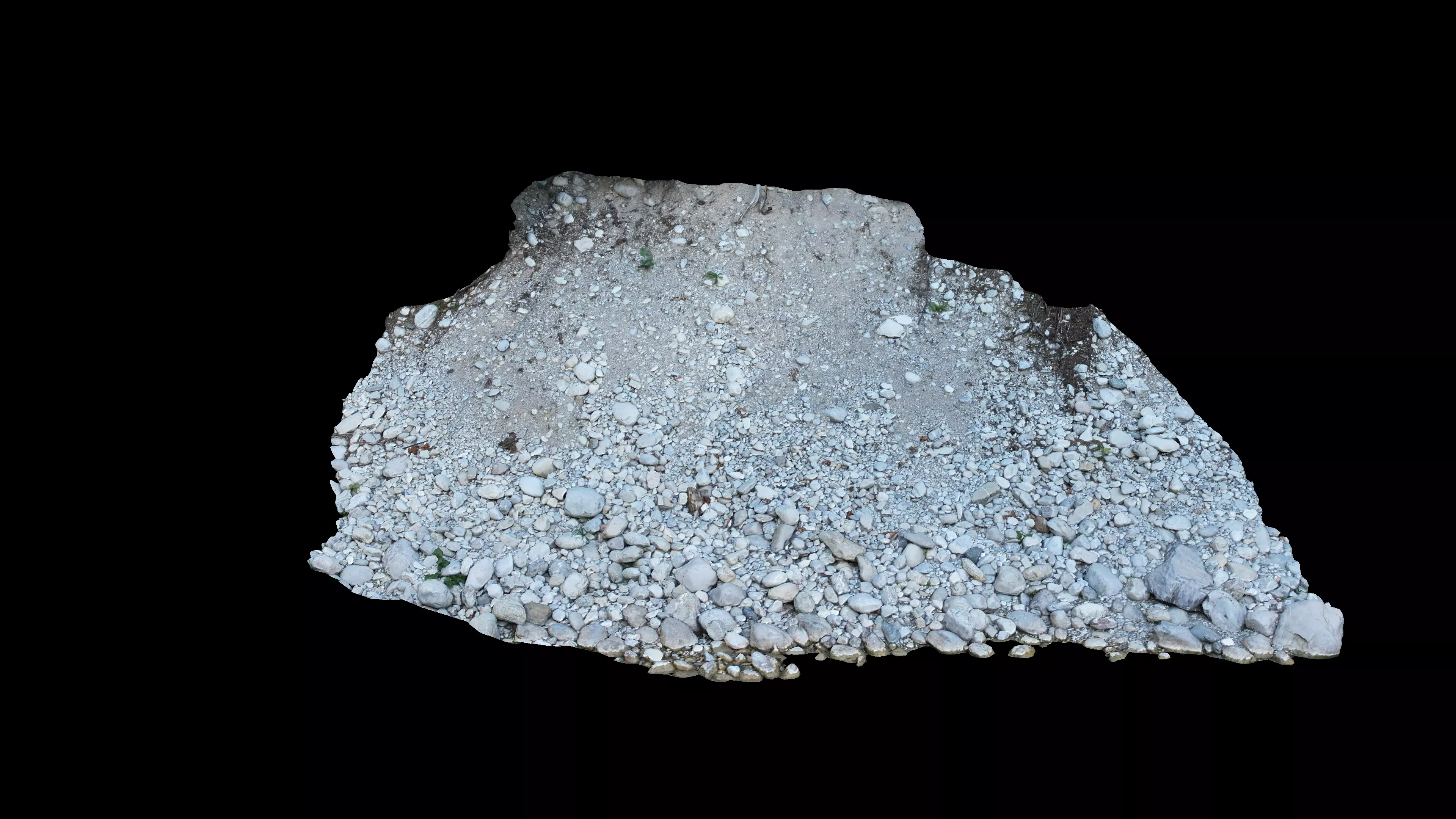 Alpine river steep gravel embankment Low-poly 3D model_4