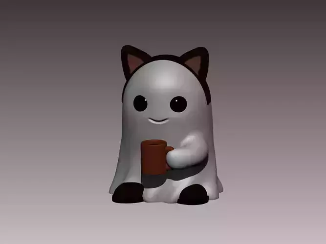 Little Ghost With Cat Costume 3D print model