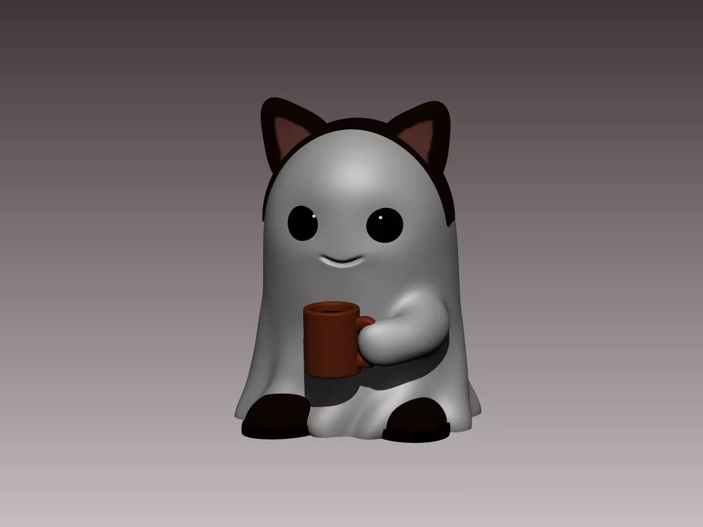 Little Ghost With Cat Costume 3D print model_0