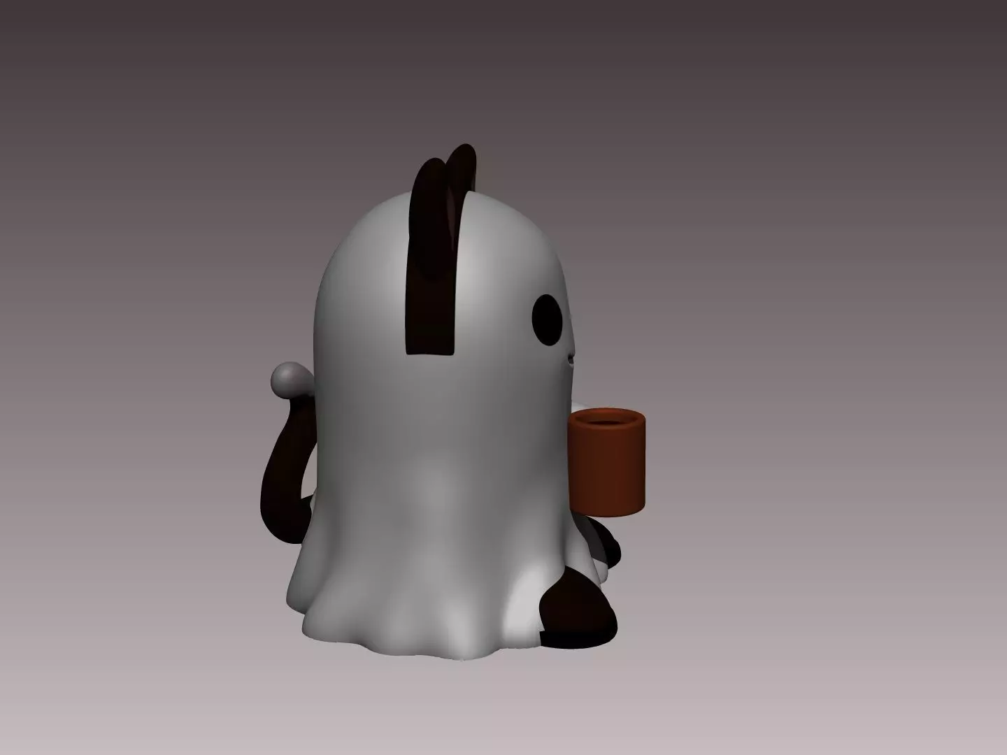 Little Ghost With Cat Costume 3D print model_3