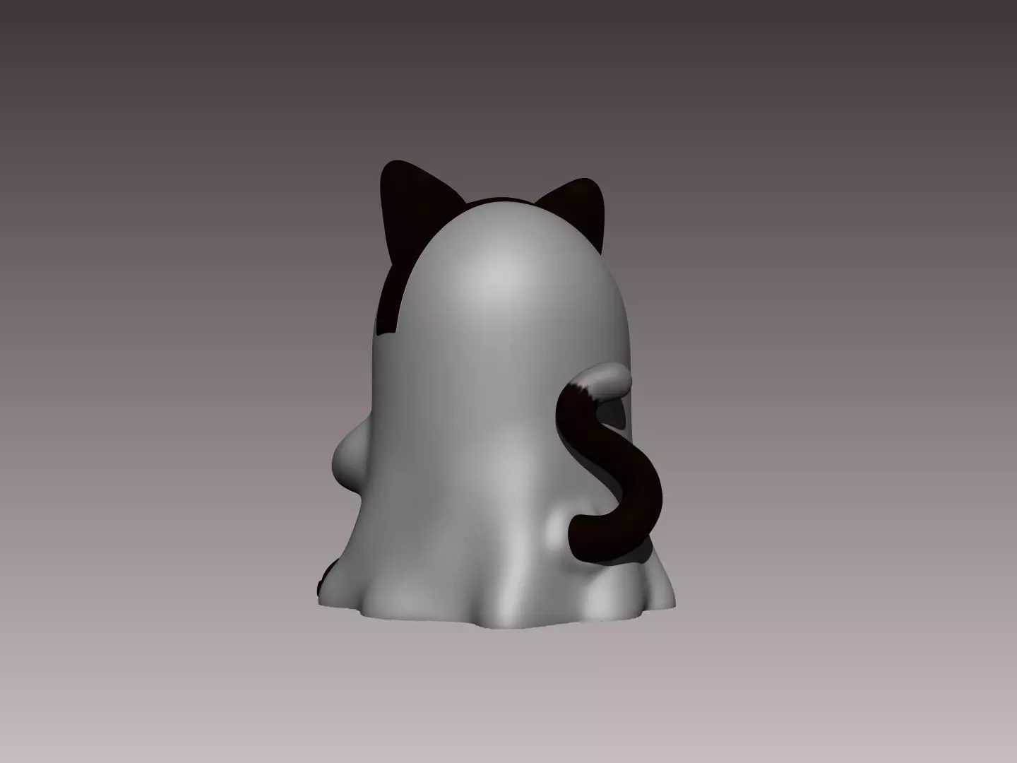 Little Ghost With Cat Costume 3D print model_2