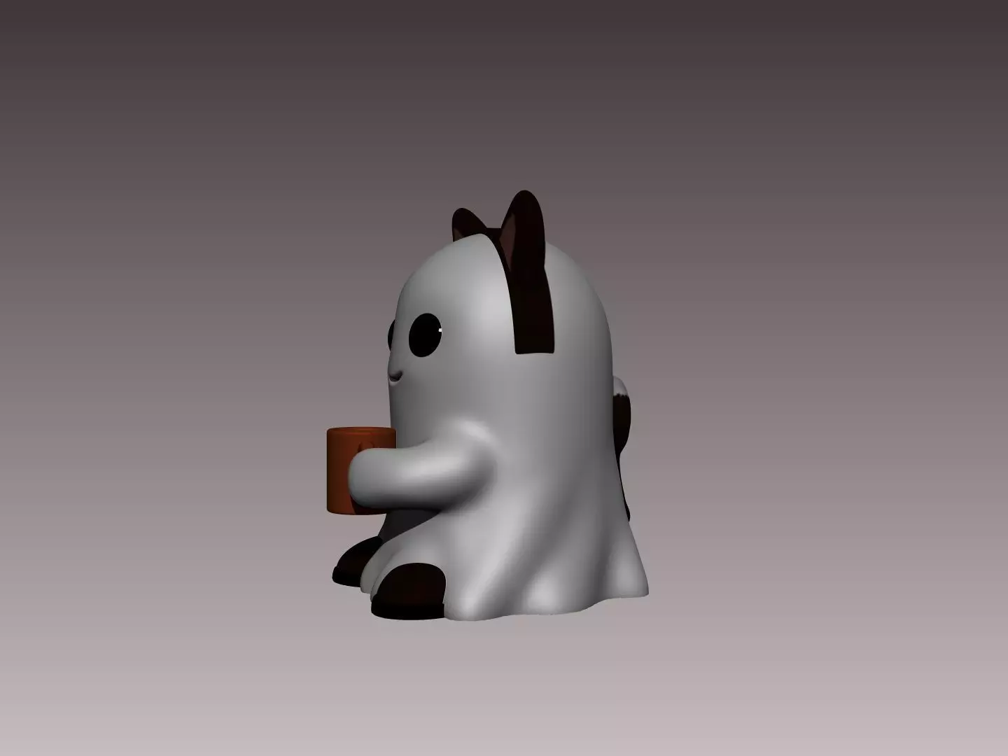 Little Ghost With Cat Costume 3D print model_1
