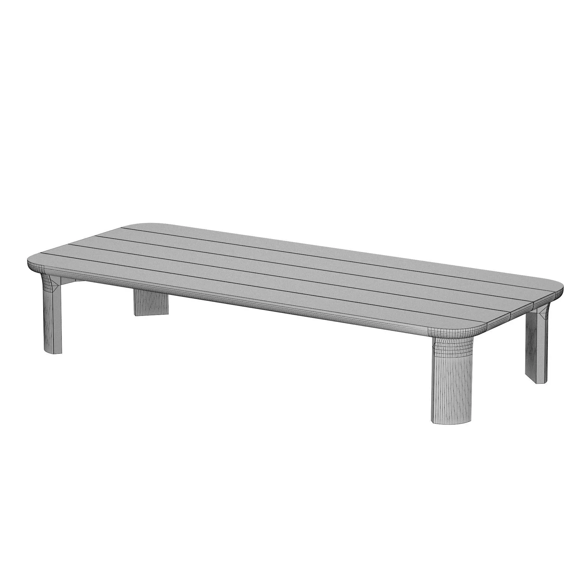 Lagos Teak Rectangular Coffee Table 3D model_4