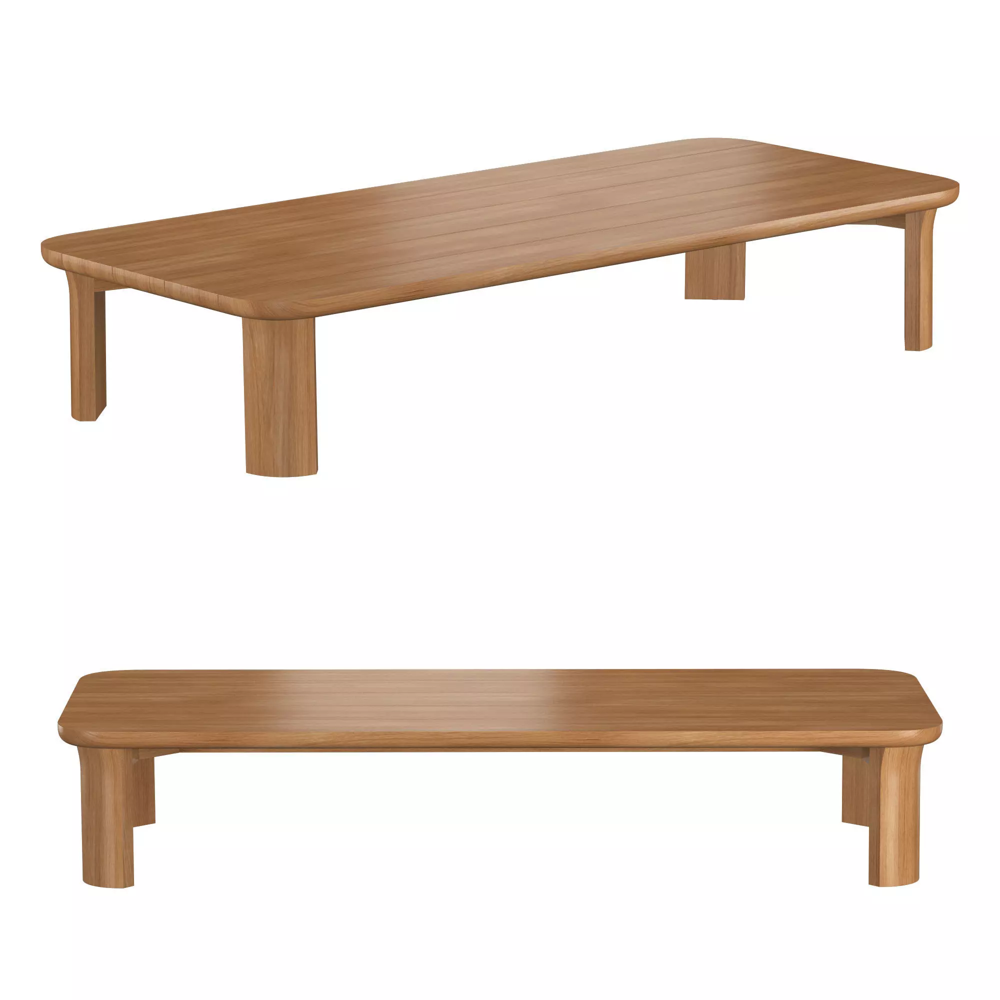 Lagos Teak Rectangular Coffee Table 3D model_0