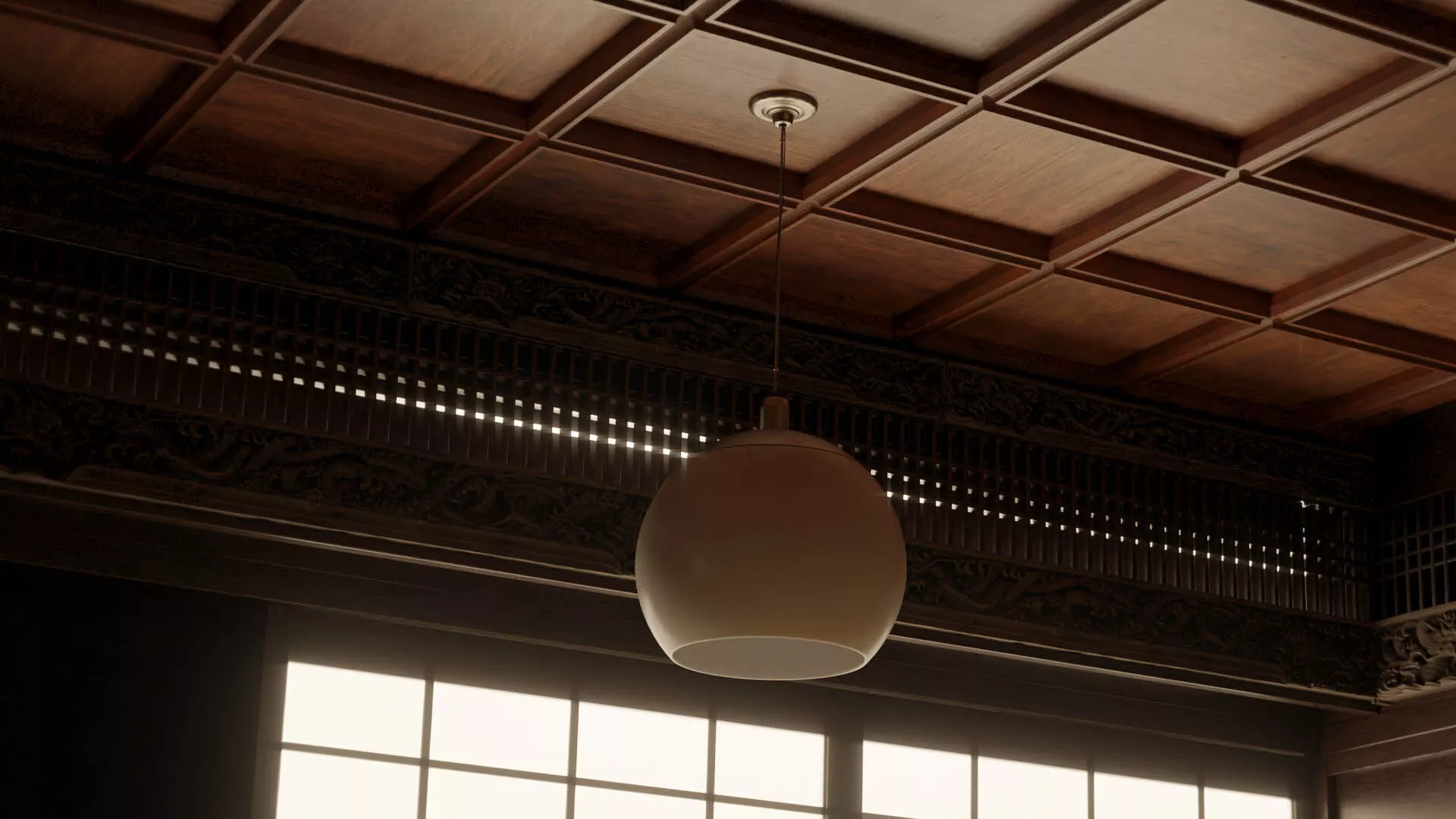 Japanese Ceiling Texture and 3D Asset Low-poly 3D model