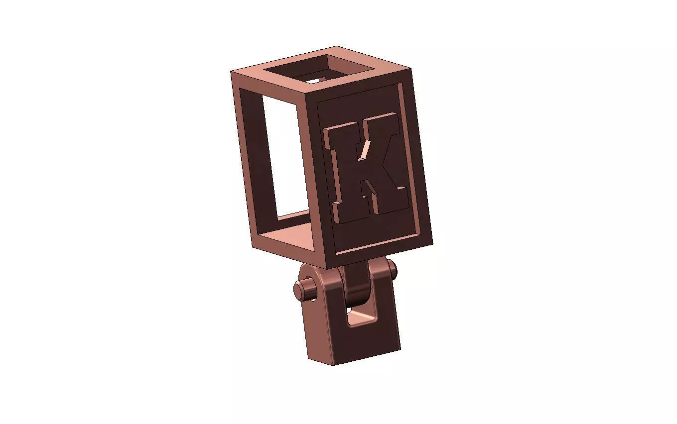 K letter varsity font 12x10x10mm enamel bail link 3D print model_10