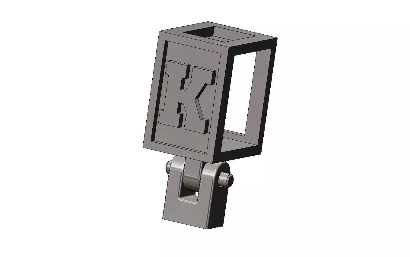 K letter varsity font 12x10x10mm enamel bail link 3D print model_11