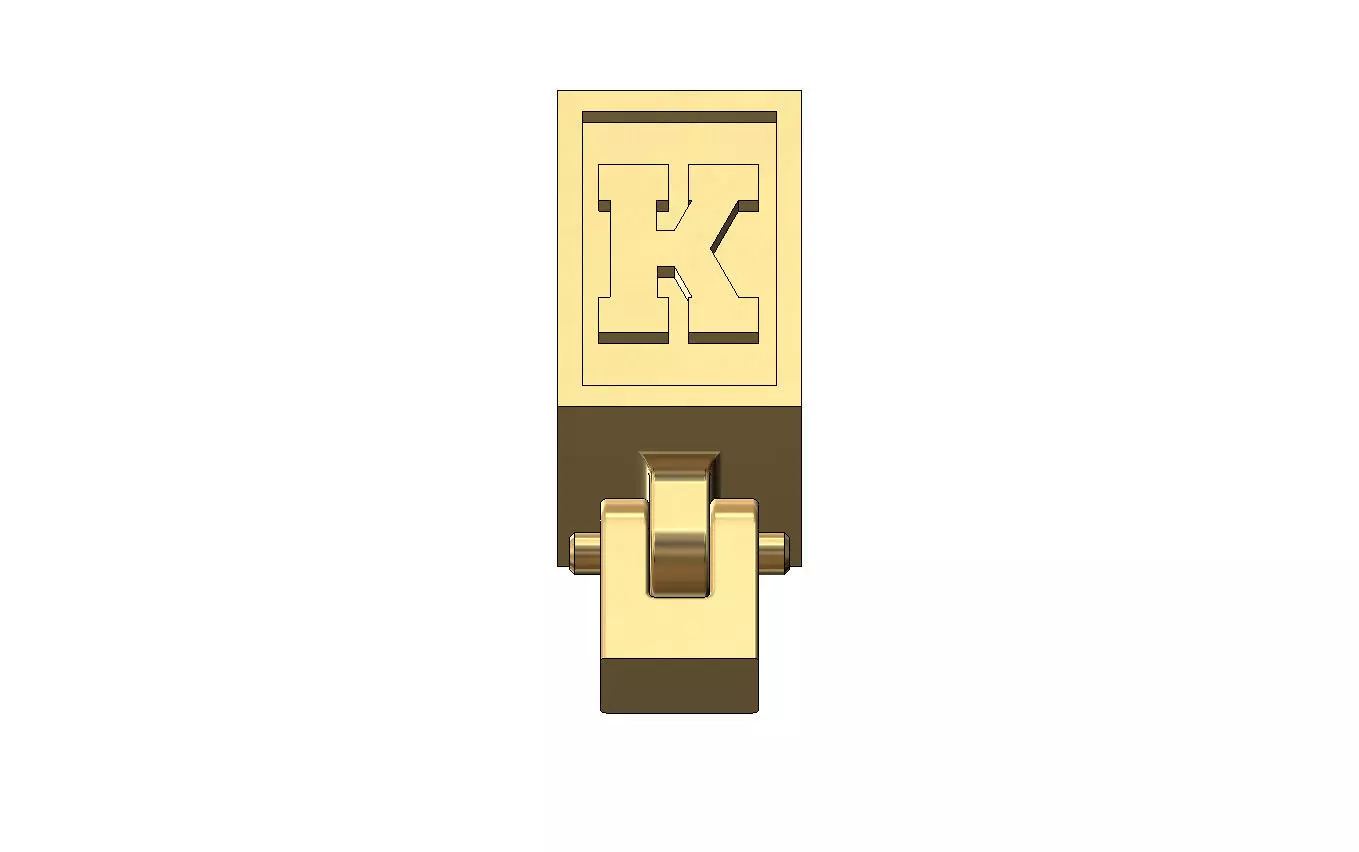 K letter varsity font 12x10x10mm enamel bail link 3D print model_2