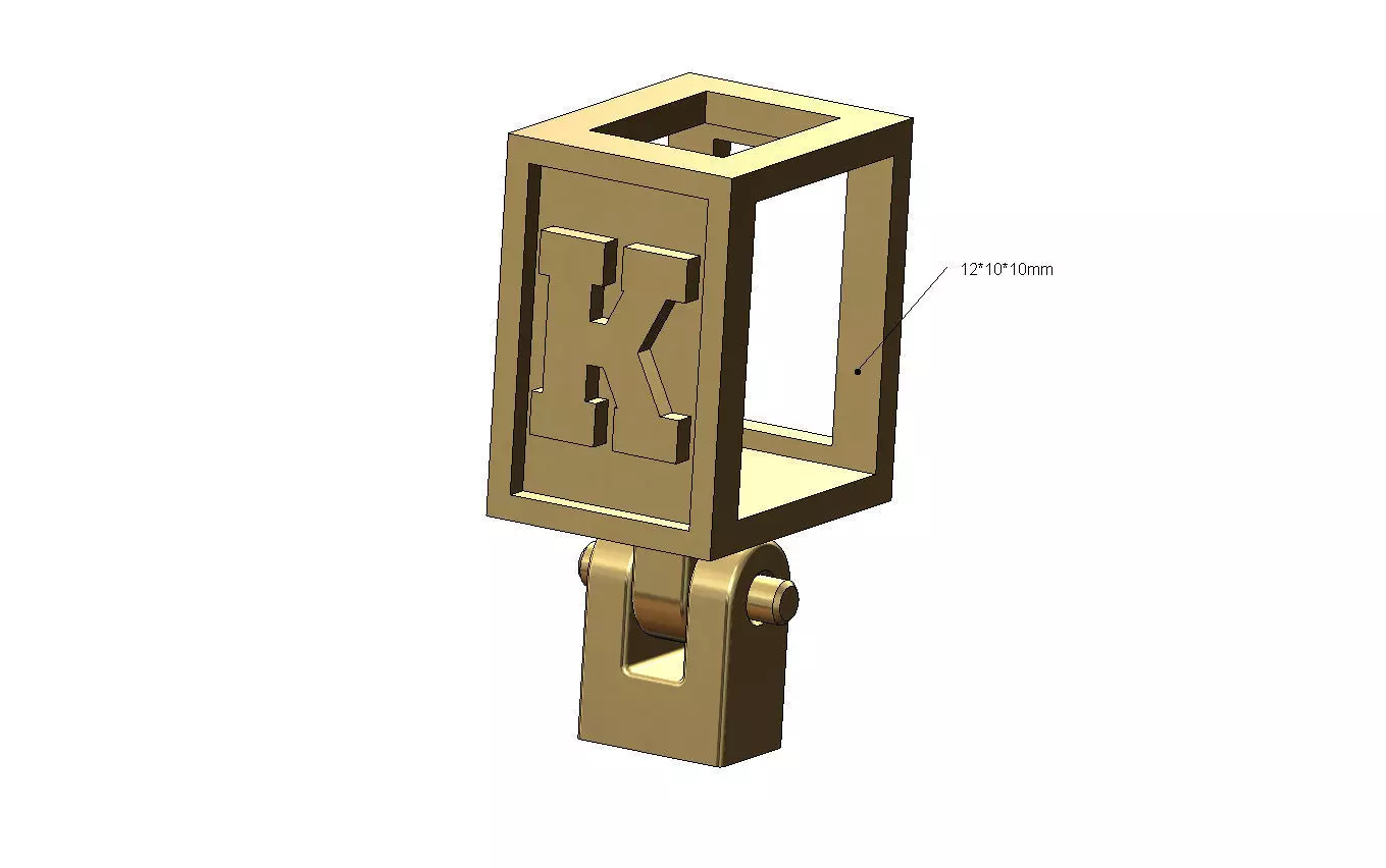 K letter varsity font 12x10x10mm enamel bail link 3D print model_0