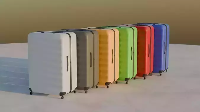 Colorful suitcases Low-poly 3D model