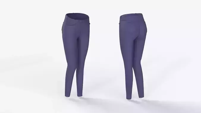 Woman Purple Polyester Pants