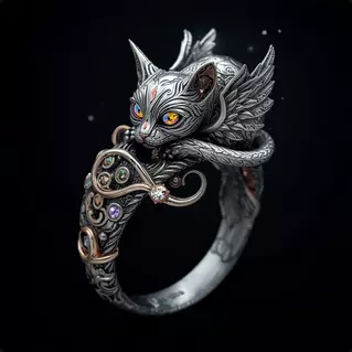 mew cat purrfect colored ring Low-poly 3D model_6