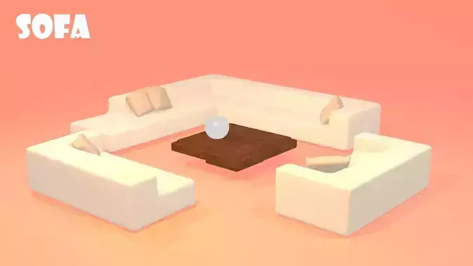 Minimalist Sofa Set  Modern Living Room Furniture Low Poly