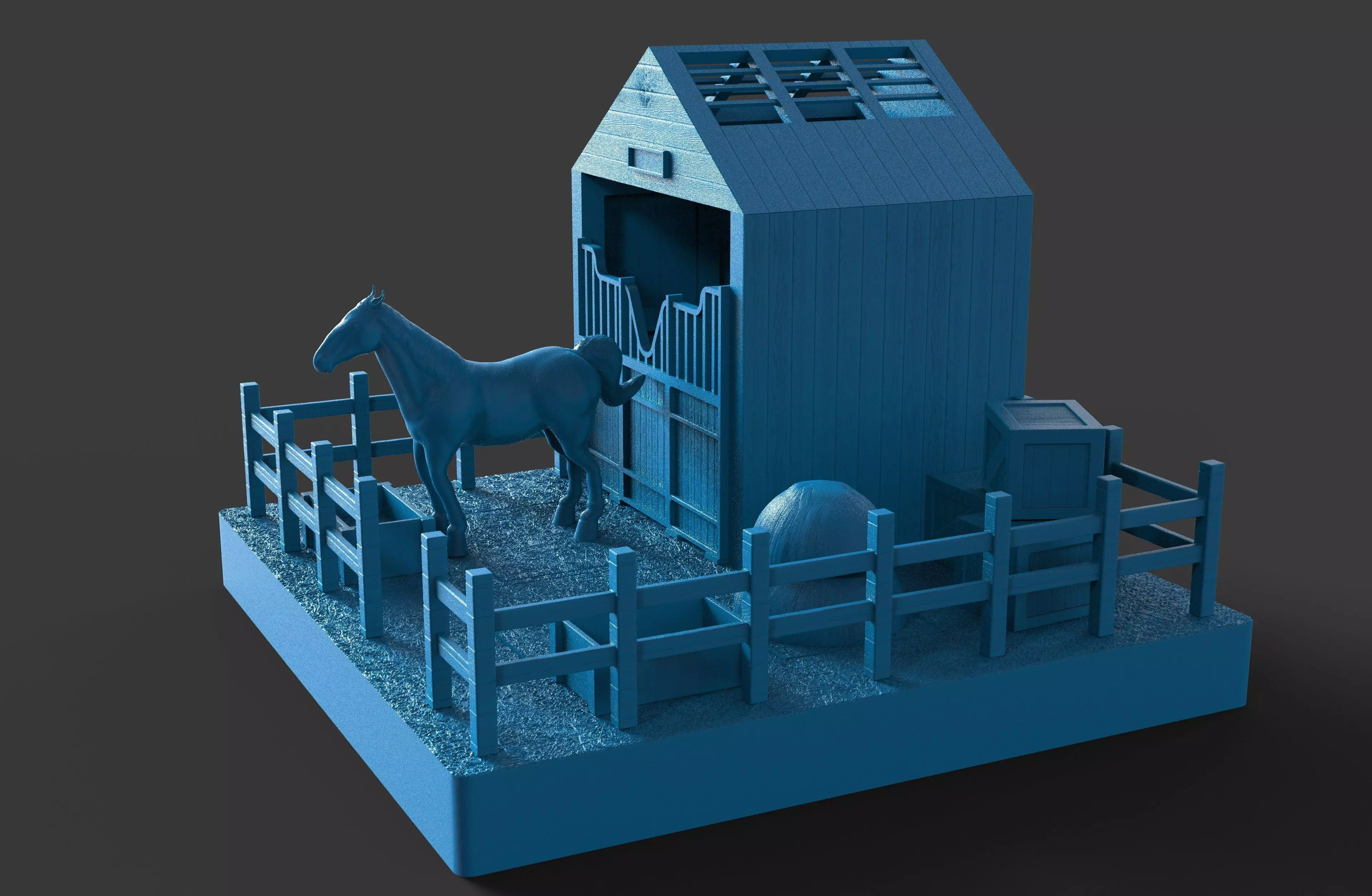 Puzzle horse stable 3D print model_1