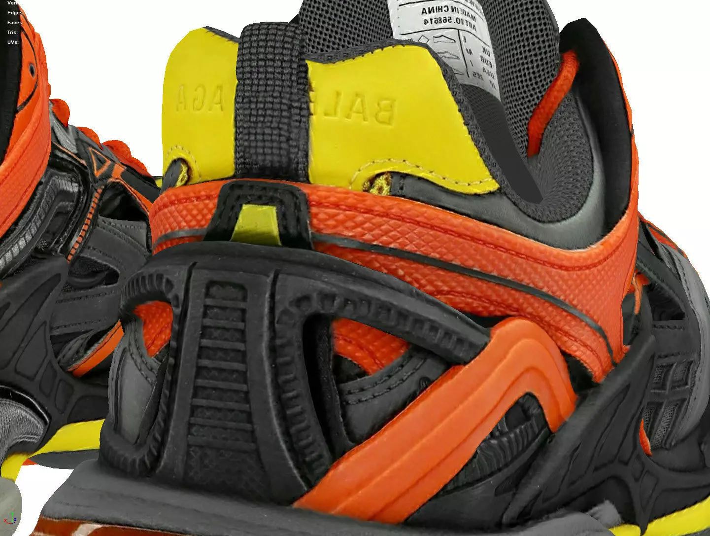 Blenciaga Track 2 black orange Low-poly 3D model_7