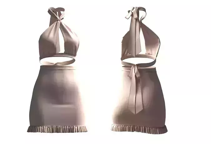 Luxe Satin Halter Neck Top and Skirt Set CLO MB