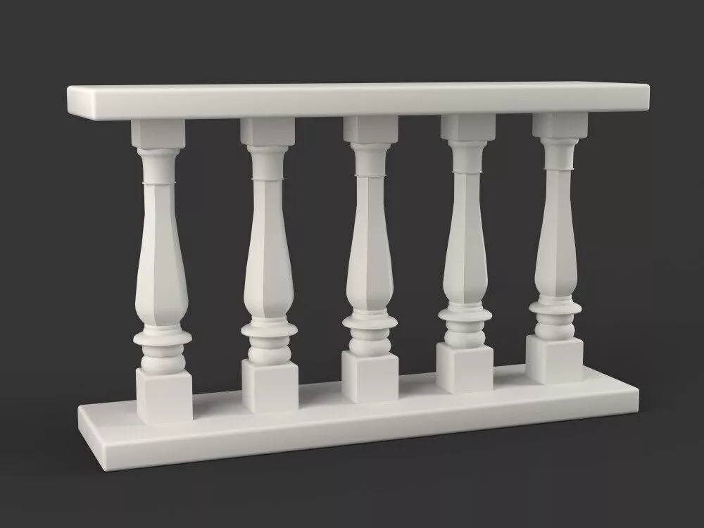 Classic Decorative Balustrade Railing 3D model