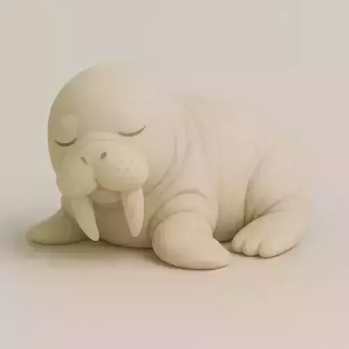 Tranquil Walrus  3D Printable Arctic Sculpture