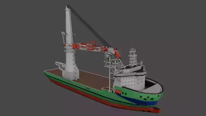 Offshore Heavy Lift Installation Vessel Low-poly 3D model