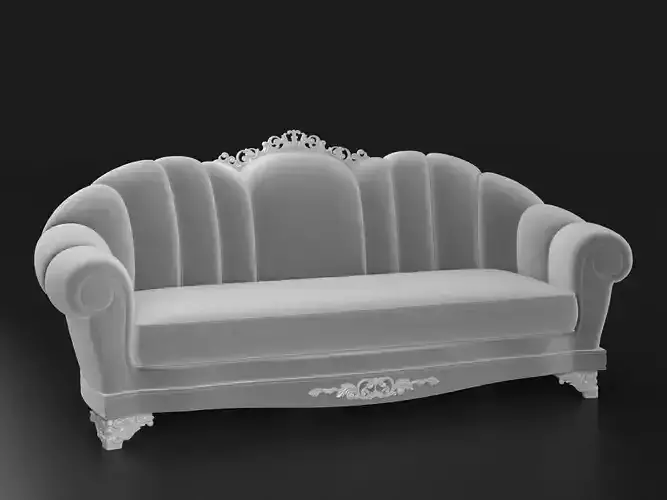 Sofa with Carved Wooden Elements