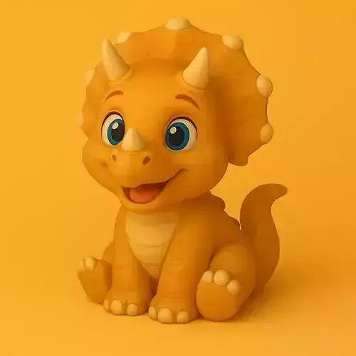Cartoon Baby Triceratops Dinosaur 3D Print Model