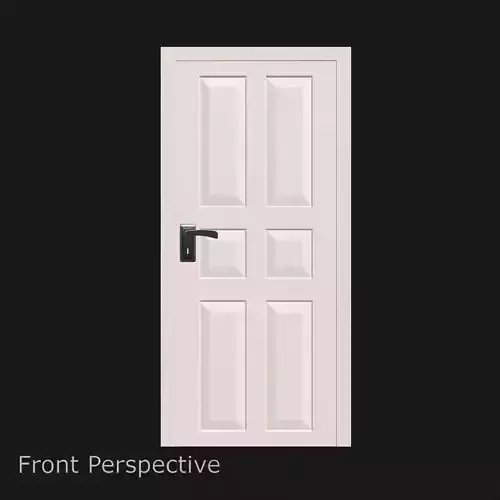 White Six-Panel Interior Door with Metal Handle