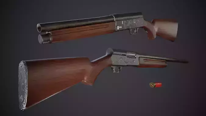 Realistic Semi-Automatic Vintage Shotgun Long and Short versions Low-poly 3D model