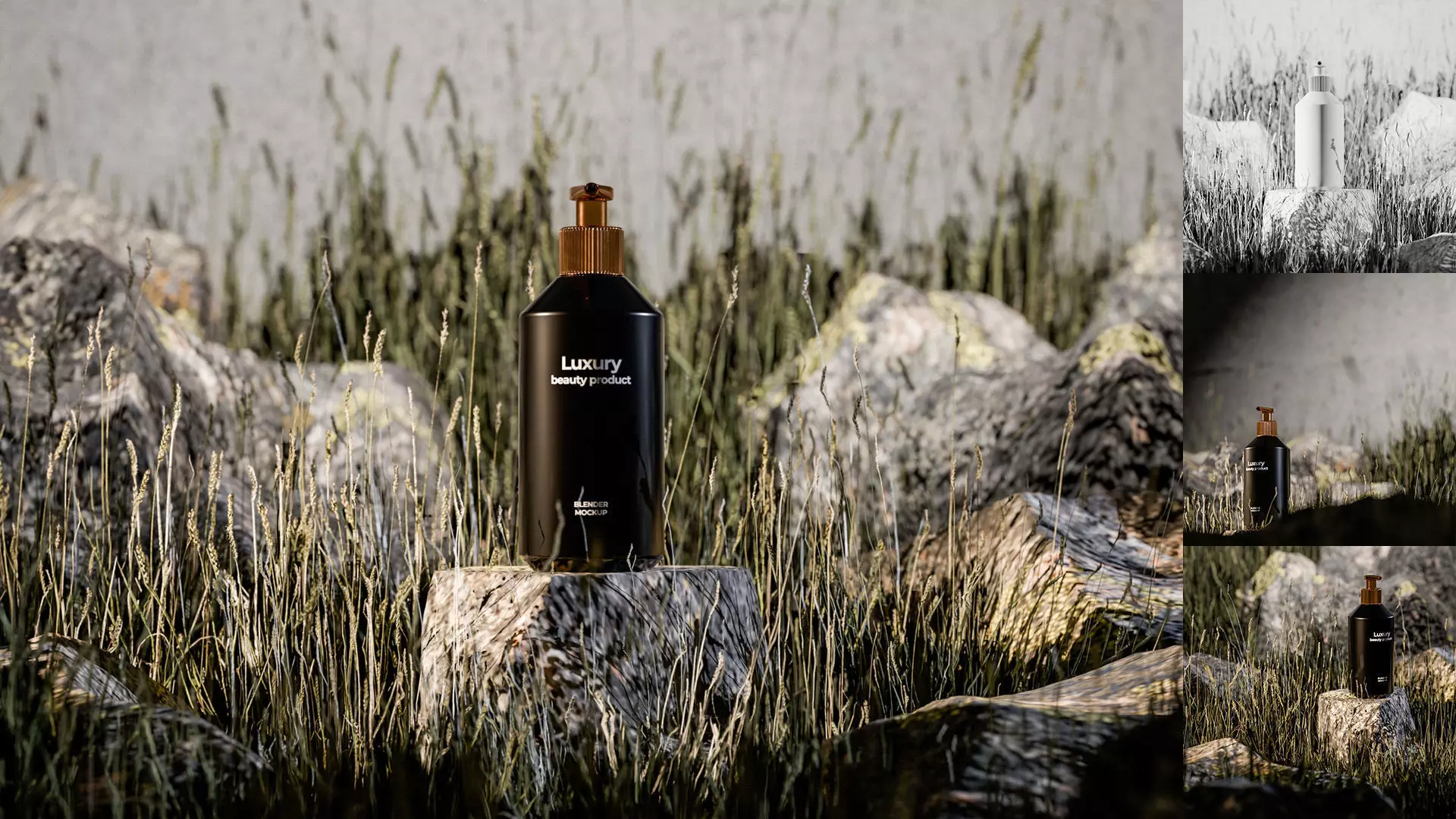 Luxury Beauty Bottle 3D Mockup Low-poly 3D model_0