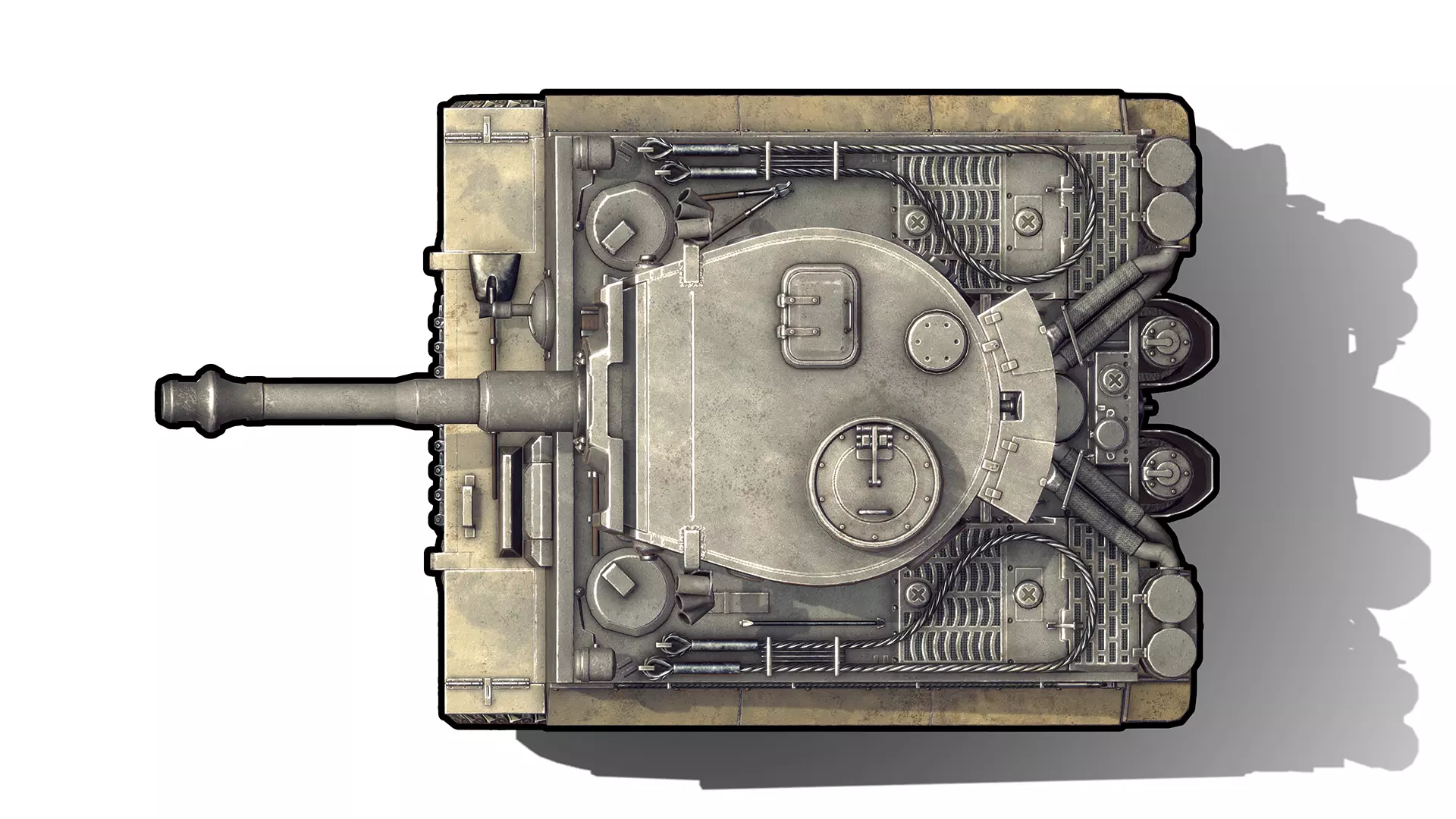 German Tiger I Tank Toon Low-poly 3D model_10