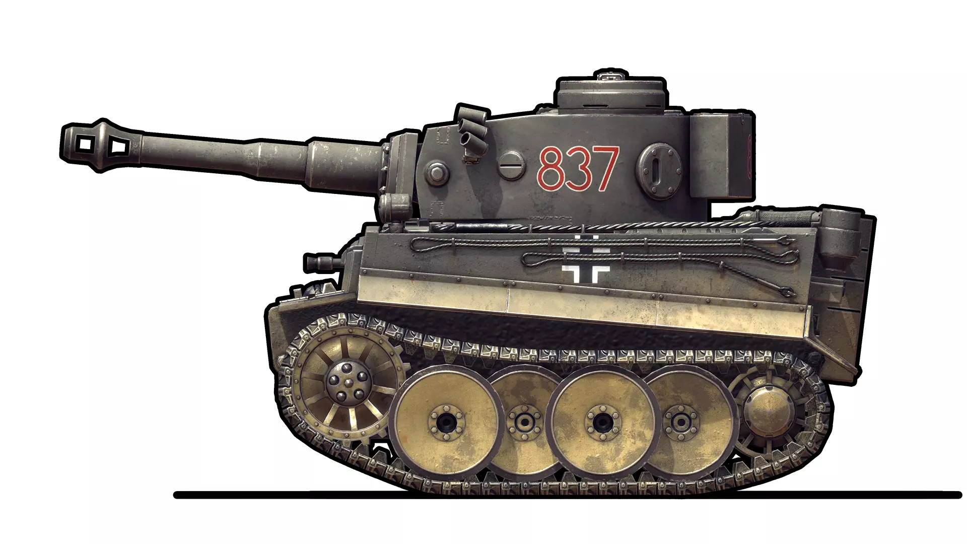 German Tiger I Tank Toon Low-poly 3D model_7