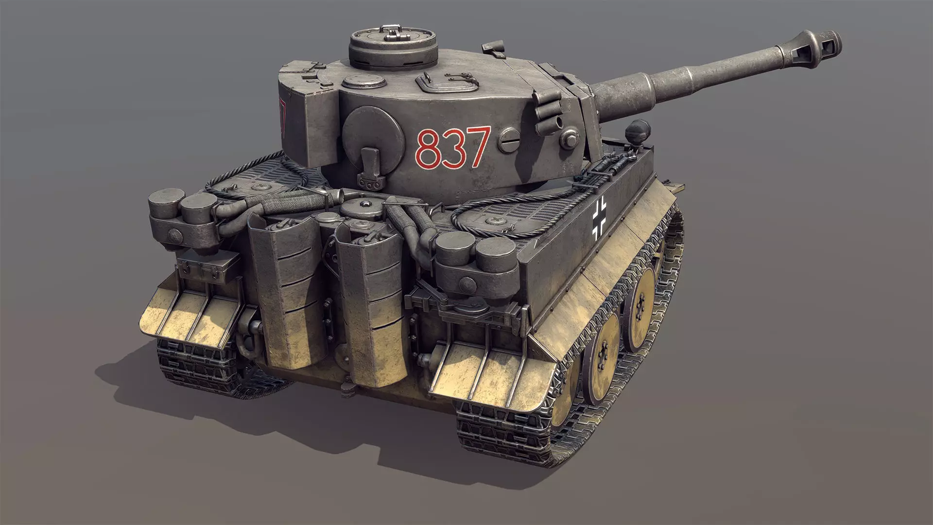 German Tiger I Tank Toon Low-poly 3D model_2