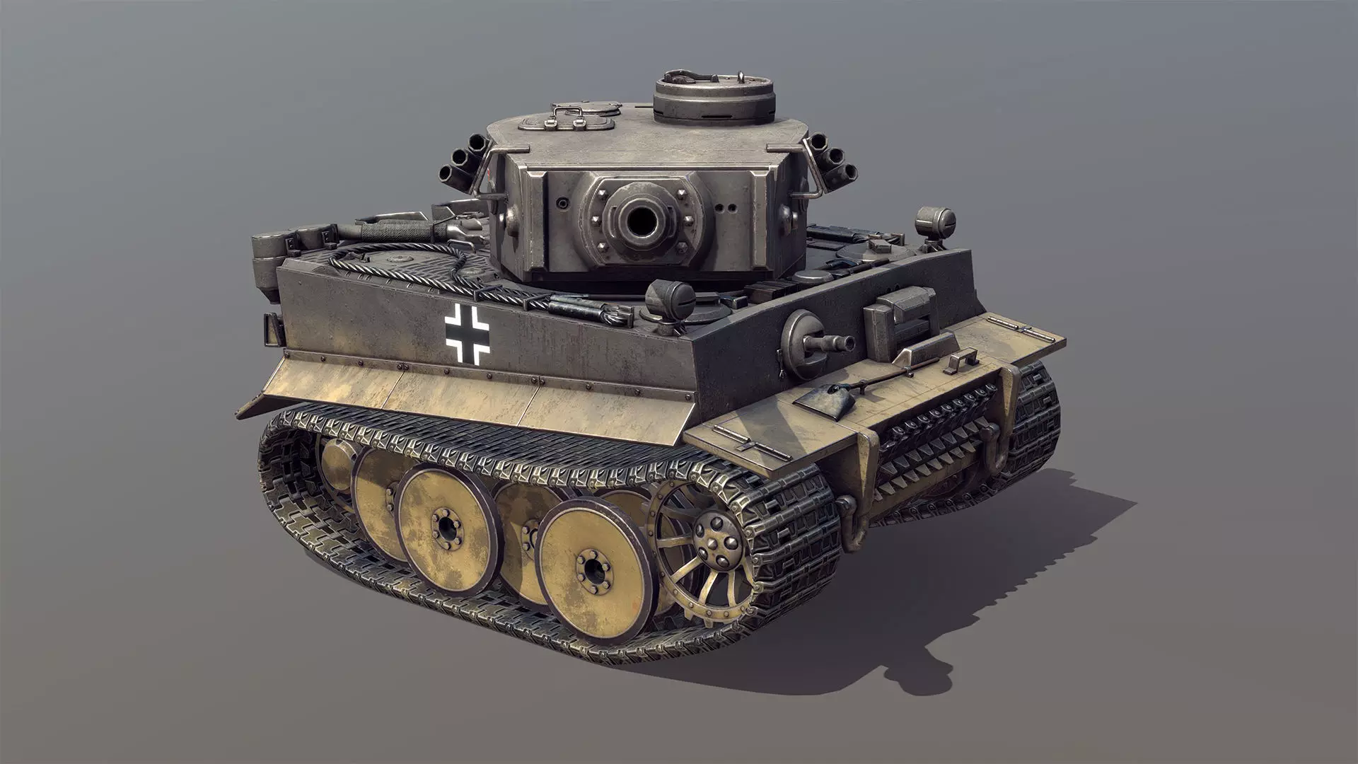 German Tiger I Tank Toon Low-poly 3D model_4