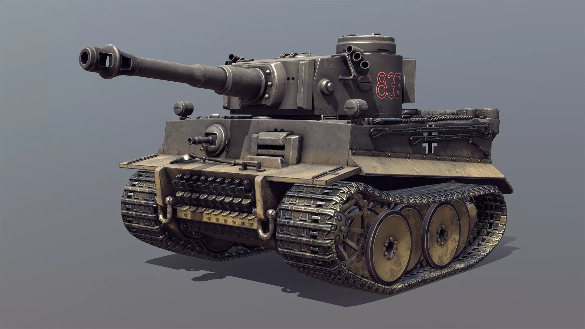 German Tiger I Tank Toon Low-poly 3D model_0