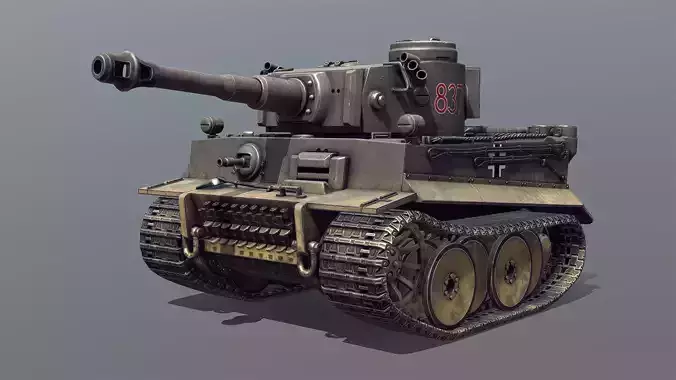 German Tiger I Tank Toon Low-poly 3D model