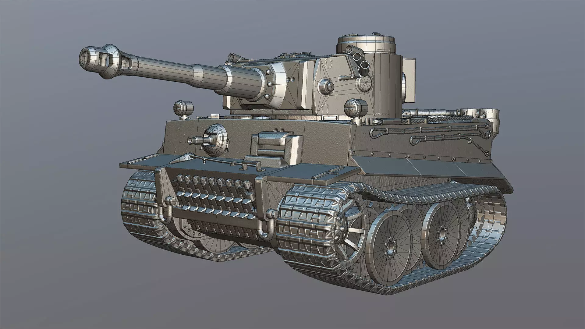 German Tiger I Tank Toon Low-poly 3D model_1