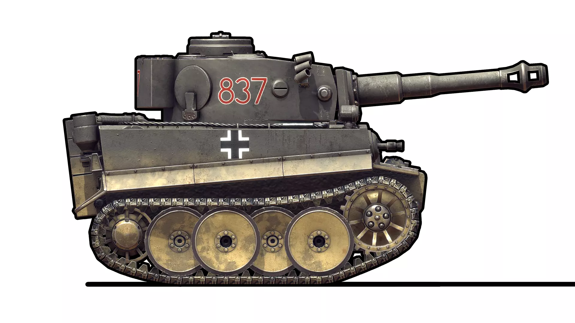 German Tiger I Tank Toon Low-poly 3D model_9