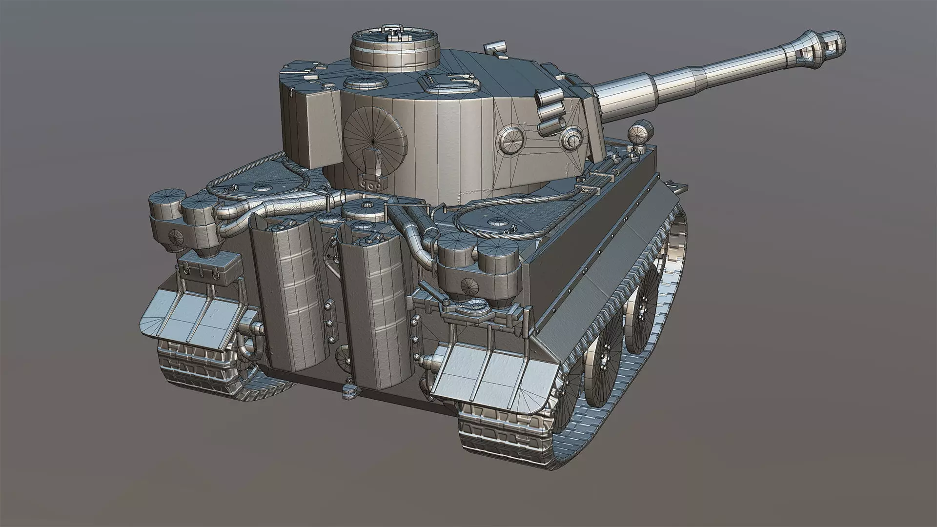 German Tiger I Tank Toon Low-poly 3D model_3