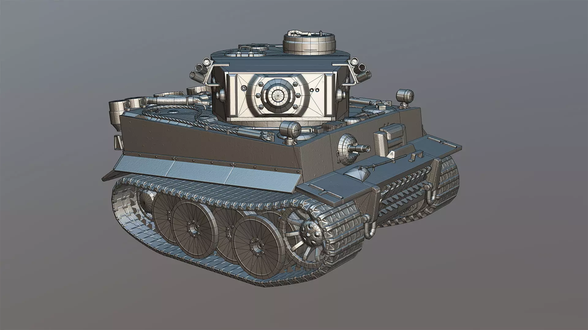 German Tiger I Tank Toon Low-poly 3D model_5