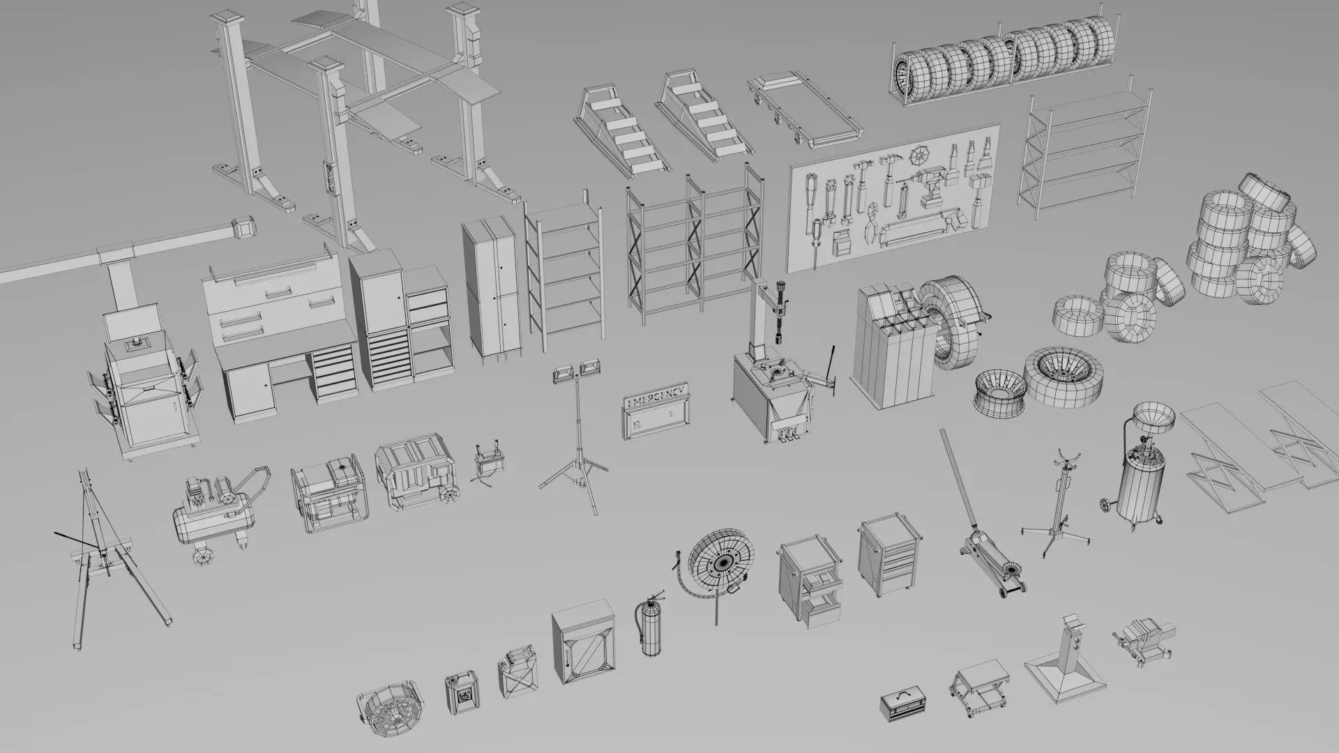 Realistic Car Garage Workshop Mega Pack Collection Low-poly 3D model_1