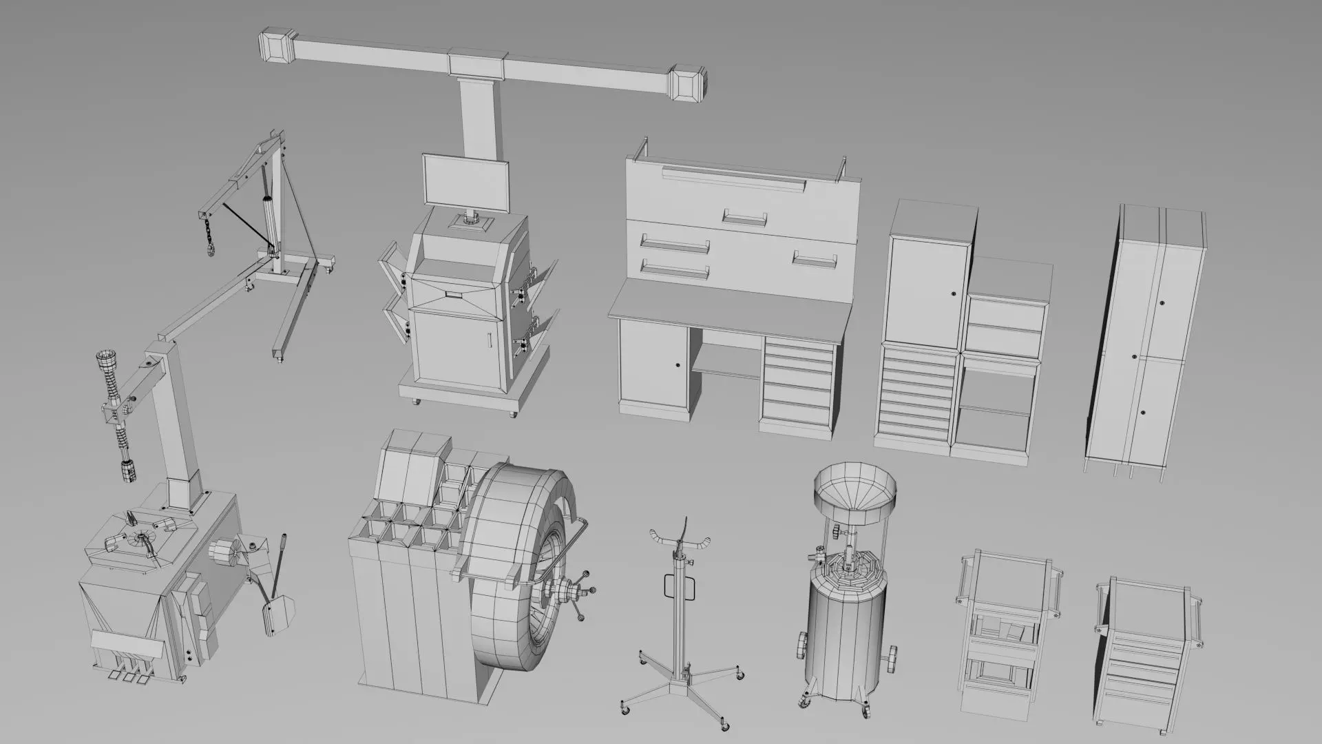 Realistic Car Garage Workshop Mega Pack Collection Low-poly 3D model_5