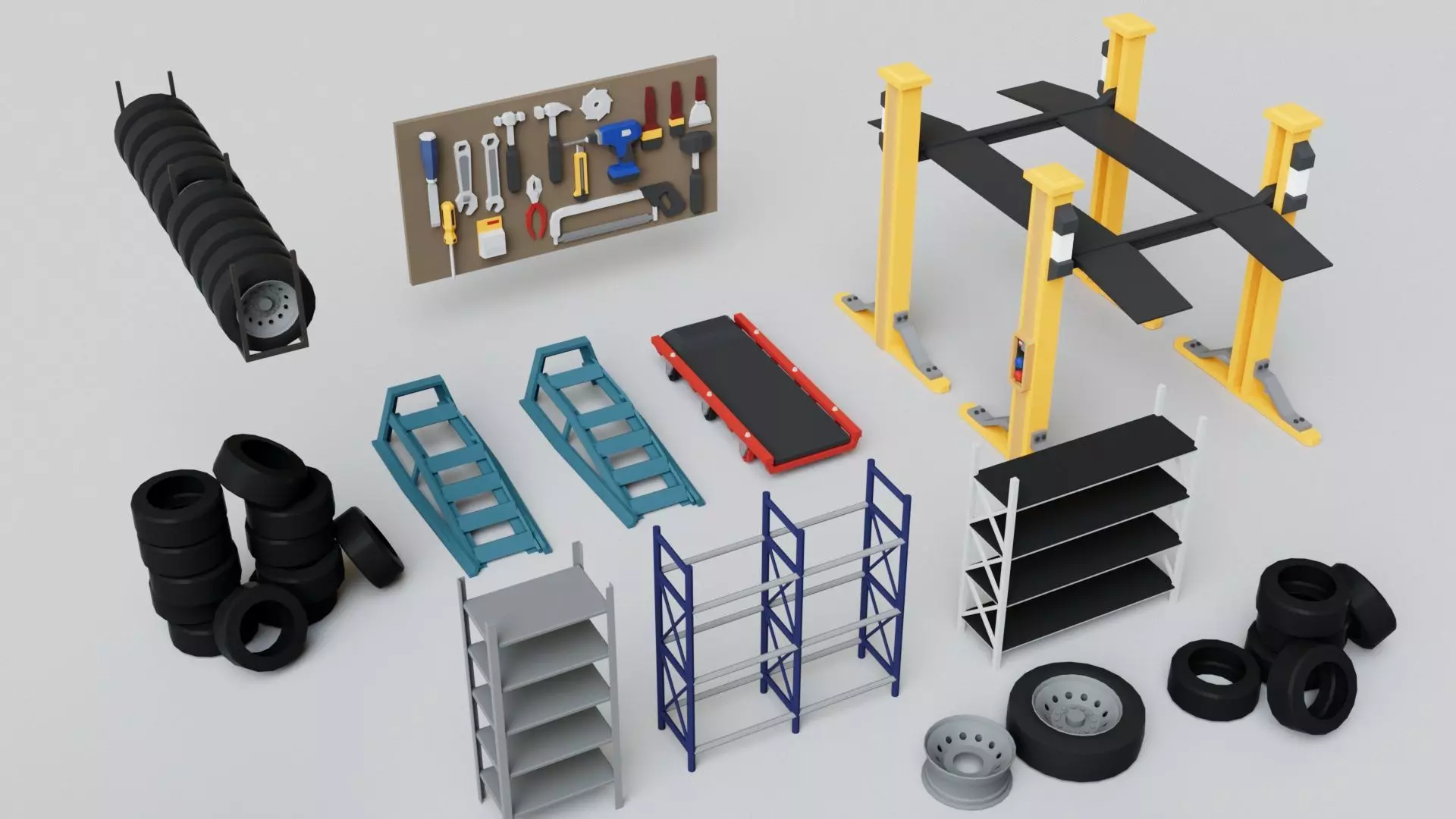 Realistic Car Garage Workshop Mega Pack Collection Low-poly 3D model_2