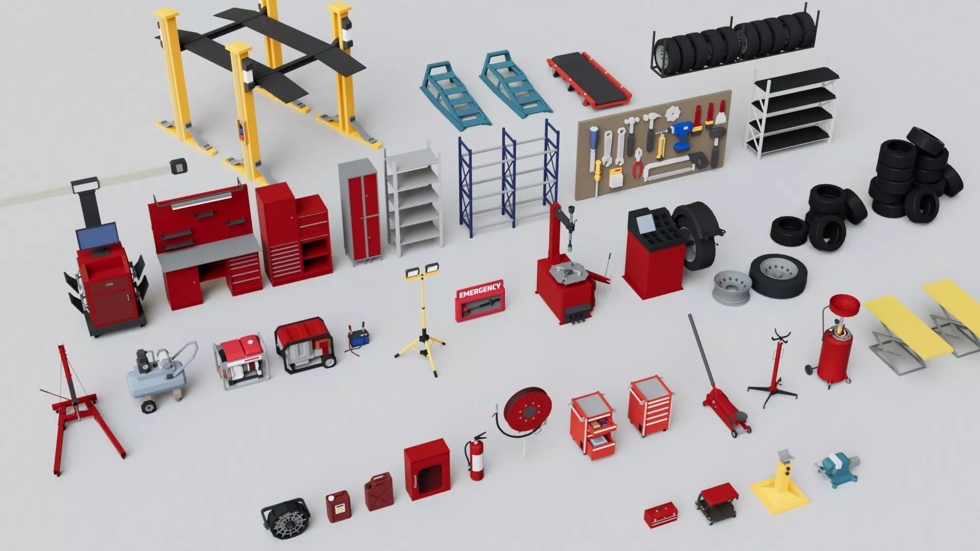 Realistic Car Garage Workshop Mega Pack Collection Low-poly 3D model_0