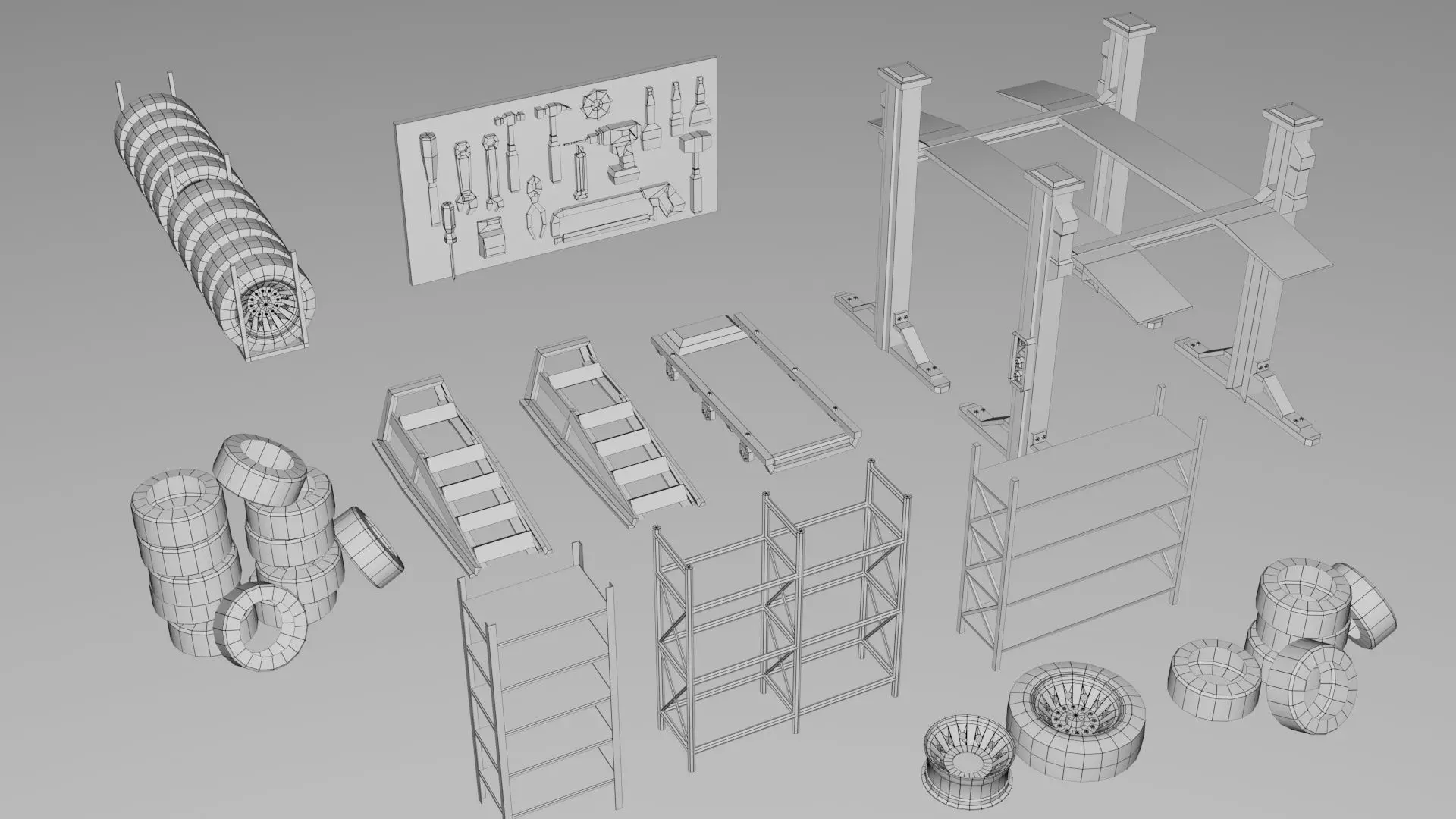 Realistic Car Garage Workshop Mega Pack Collection Low-poly 3D model_3
