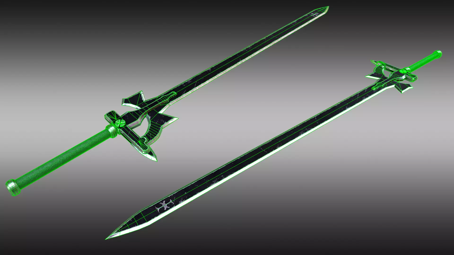 Sword Art Online Kirito Elucidator Sword Game Ready Low-poly 3D model_4