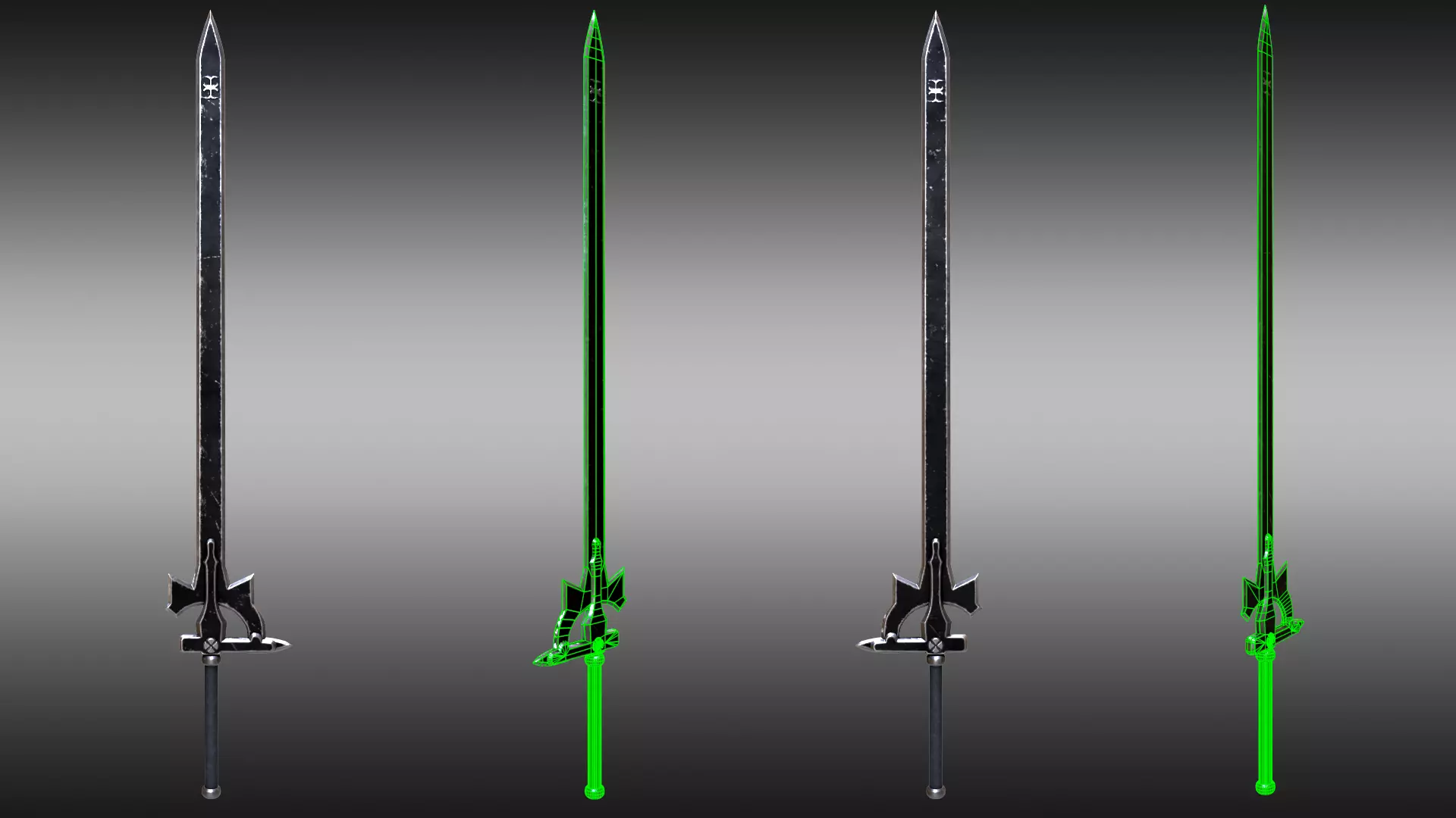 Sword Art Online Kirito Elucidator Sword Game Ready Low-poly 3D model_5