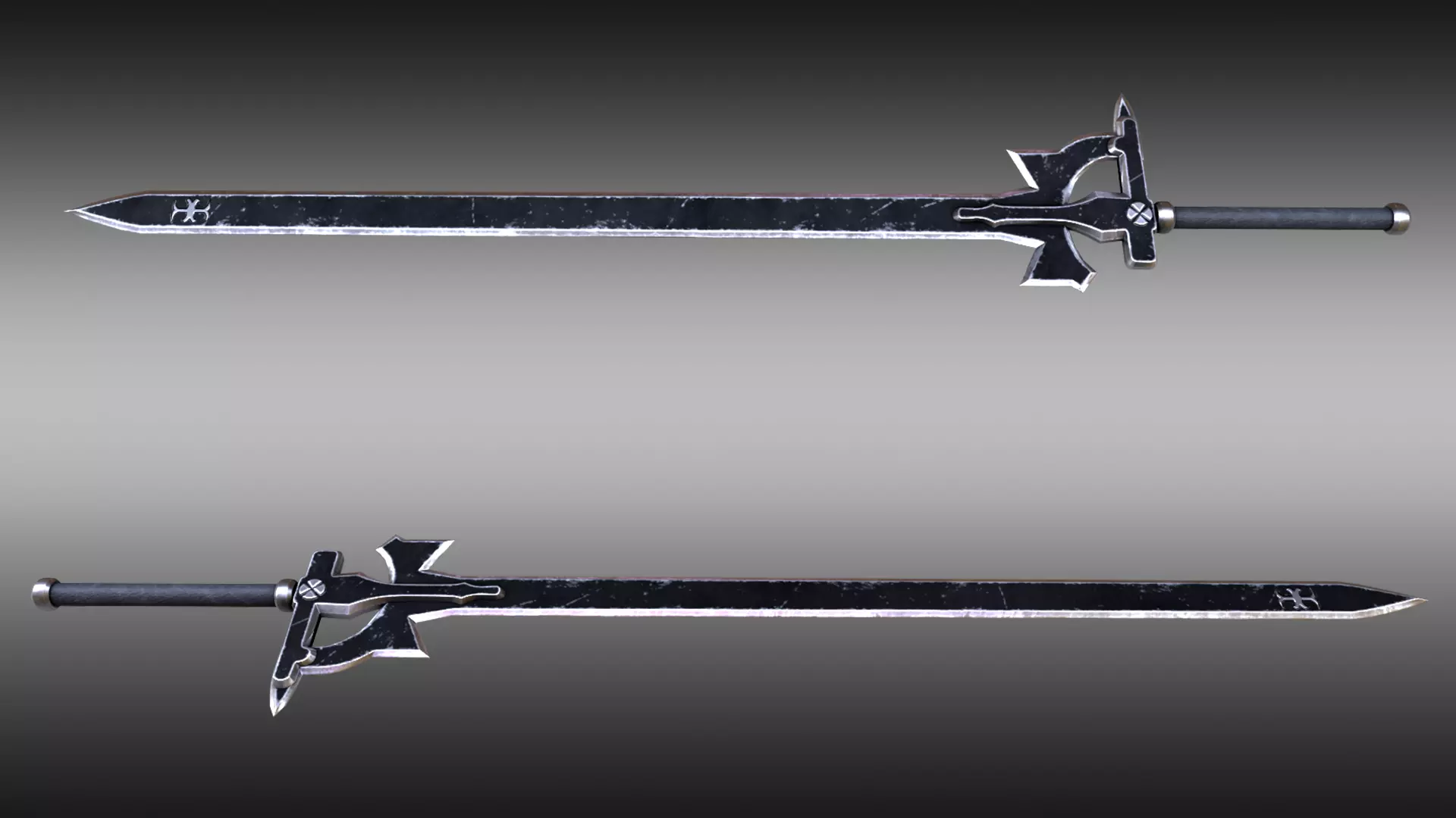 Sword Art Online Kirito Elucidator Sword Game Ready Low-poly 3D model_0
